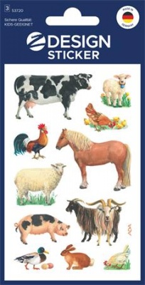 Matrica, papír, 3 ív, 76x120 mm, AVERY ZWECKFORM, "Z-Design No.53720", háziállatok