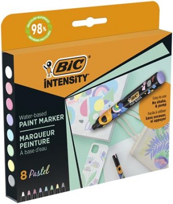 Dekormarker készlet, 1,5 - 2,3 mm, BIC "Paint marker", 8 különböző pasztell szín