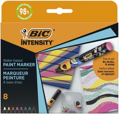 Dekormarker készlet, 1,5 - 2,3 mm, BIC "Paint marker", 8 különböző élénk szín